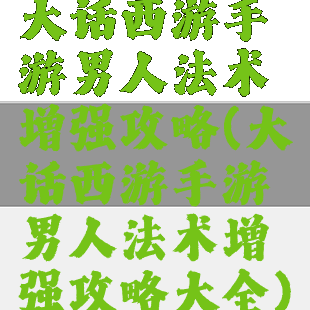 大话西游手游男人法术增强攻略(大话西游手游男人法术增强攻略大全)