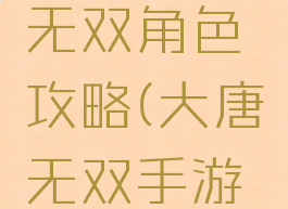 手游大唐无双角色攻略(大唐无双手游人物)